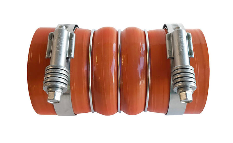 Redline Emissions Products Charge Air Cooler Hot Side Hose with Clamps (OEM 7731-0001 / RED RLH3006) side with clamps