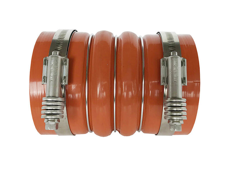 Redline Emissions Products Charge Air Cooler Hot Side Hose with Clamps (OEM 7715-0002 / RED RLH4006) side with clamps