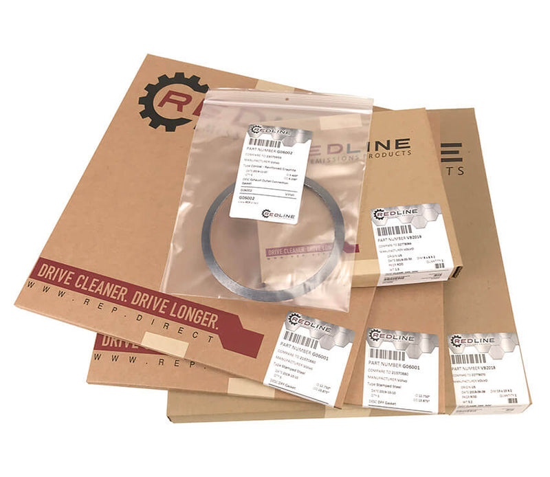 Redline Emissions Products OEM Mack / Volvo One Box Gasket / Service Kit (OEM 23108406 / RED VB3016) packaging