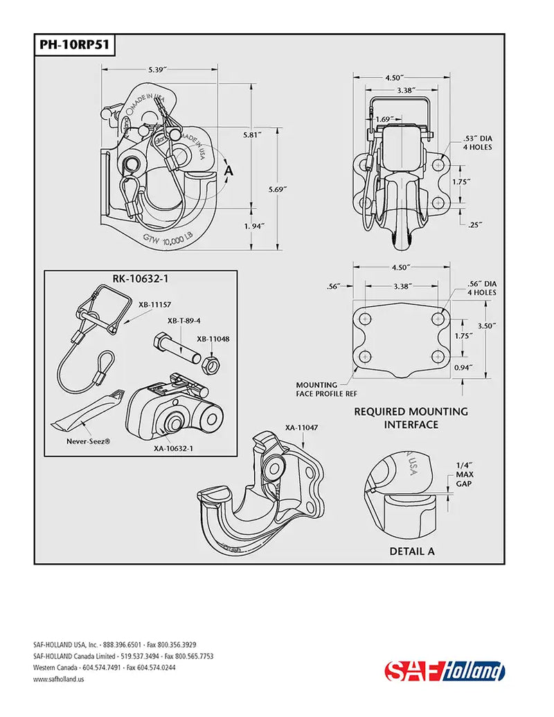 SAF Holland PH-10RP51 Pintle Hook